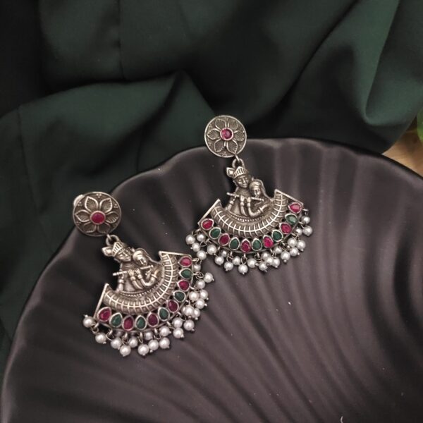 RadheKrishna Dangler Silver Replica Earrings