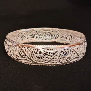 Rangoli - Silver filigree wide bangle