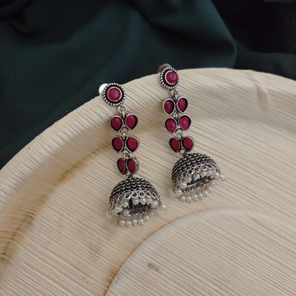 Ruhi Handcrafted Deep Red Jhumki Earrings