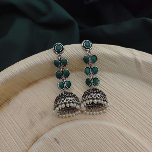 Ruhi Handcrafted Green Jhumki Earrings