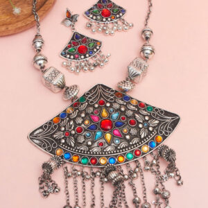 Shyari big pendant Oxidised Necklace Set