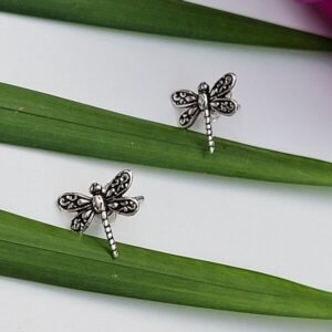 Silver Dragonfly Studs
