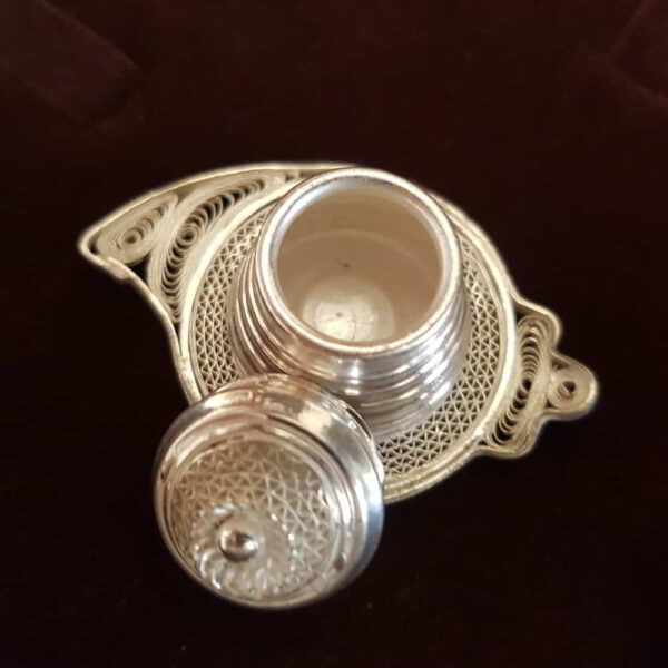 Silver Filigree Sindoor dani Kumkum Chandan holder - Image 3