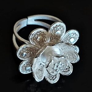 Silver Filigree adjustable big Ring Golap