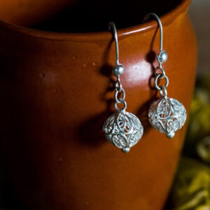 Silver Linings Bead Silver Filigree Handmade Dangle Earrings