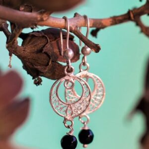 Silver Linings Black Silver Filigree Handmade Dangle Earrings