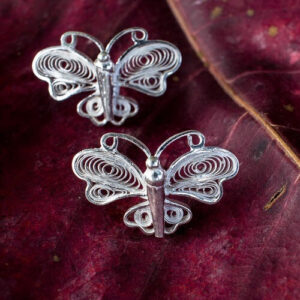 Silver Linings Butterfly Silver Filigree Handmade Studs Earrings