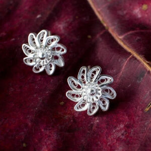 Silver Linings Chakri Silver Filigree Handmade Studs Earrings