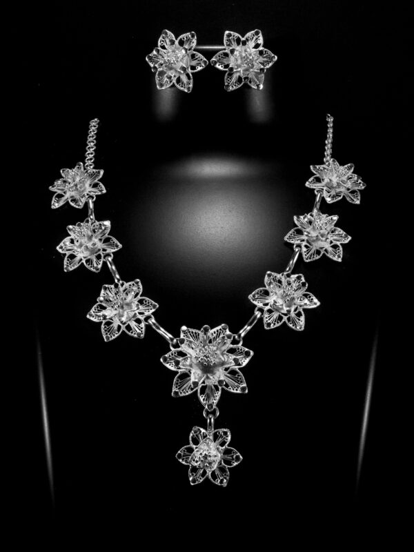 Silver Linings Classic Silver Filigree Handmade Necklace Set - Image 2