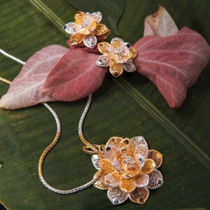 Silver Linings Dual Tone Lotus Silver Filigree Pendant
