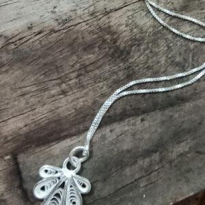Silver Linings Middle Finger Silver Filigree Handmade Pendant and Chain