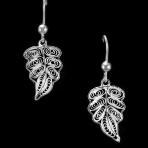 Silver Linings Peepal Silver Filigree Handmade Dangle Earrings