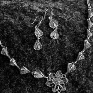 Silver Linings Petals Silver Filigree Handmade Necklace Set