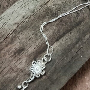 Silver Linings Petunia Silver Filigree Handmade Pendant and Chain