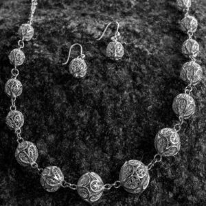 Silver Linings Rudraksha Silver Filigree Handmade Necklace Set
