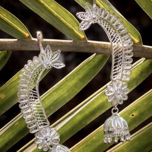 Silver Linings Statement Silver Filigree Handmade Cuff Earrings