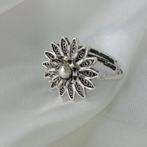 Silver Linings Sunflower Silver Filigree Ring