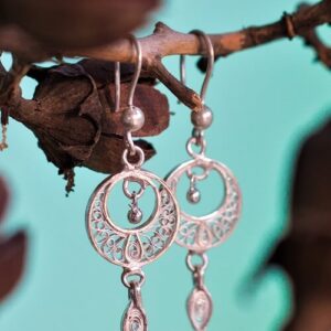 Silver Linings Swaying Silver Filigree Handmade Chandbali Earrings