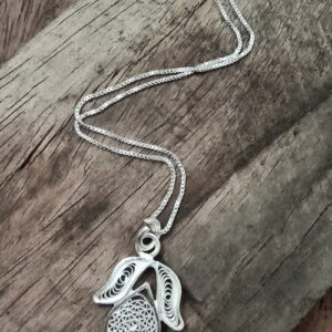 Silver Linings Tulip Silver Filigree Handmade Pendant and Chain