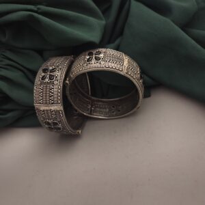 Silver Lookalike Bangles-1 Pair Black