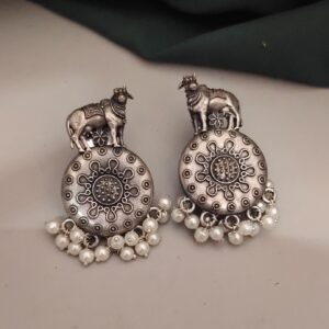 Silver Replica Brass Temple Earrings