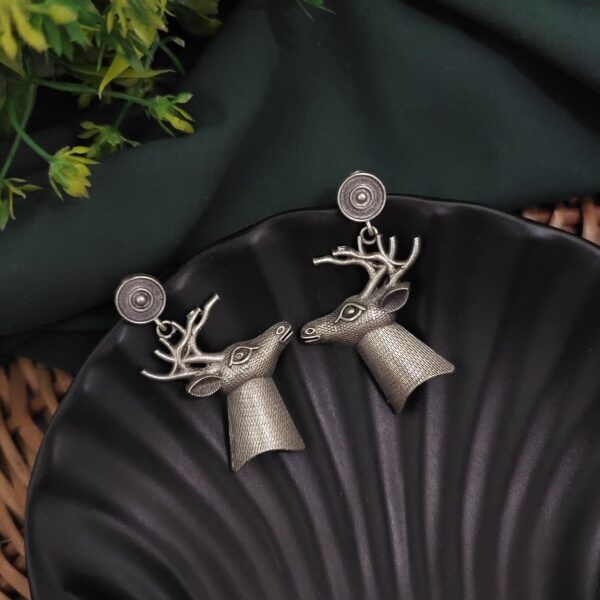 Silver Replica Deer Earrings - Image 2