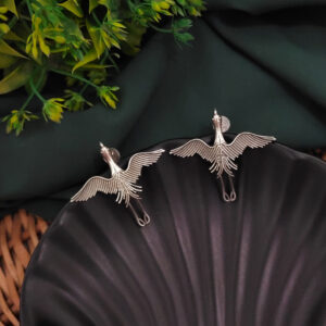 Silver Replica Flying Bird Stud Earrings