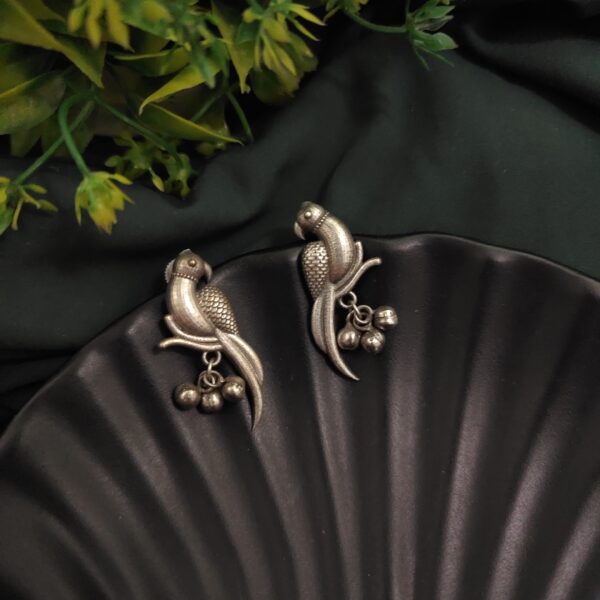 Silver Replica Parrot Earrings