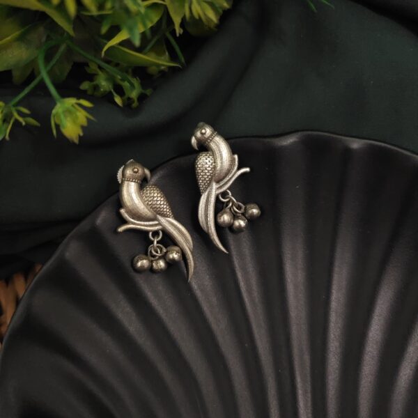 Silver Replica Parrot Earrings - Image 2