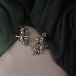 Silver lookalike Radha Krishna Stud Earrings
