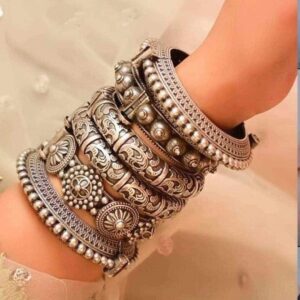 Silver replica Bangles Set of 6 pc-1