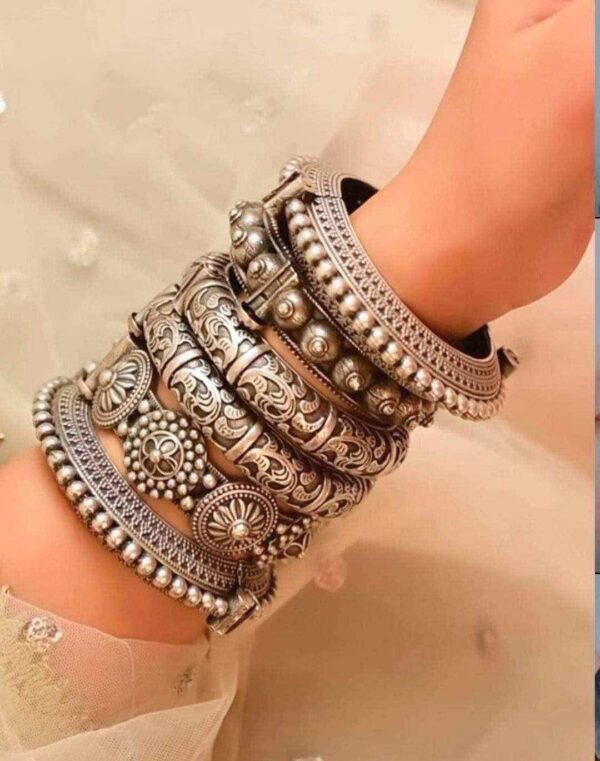 Silver replica Bangles Set of 6 pc-1