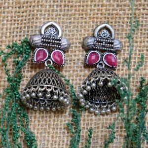 Stunning Oxidised Silver Jhumka Stud Earrings The Essence of Royal Fashion