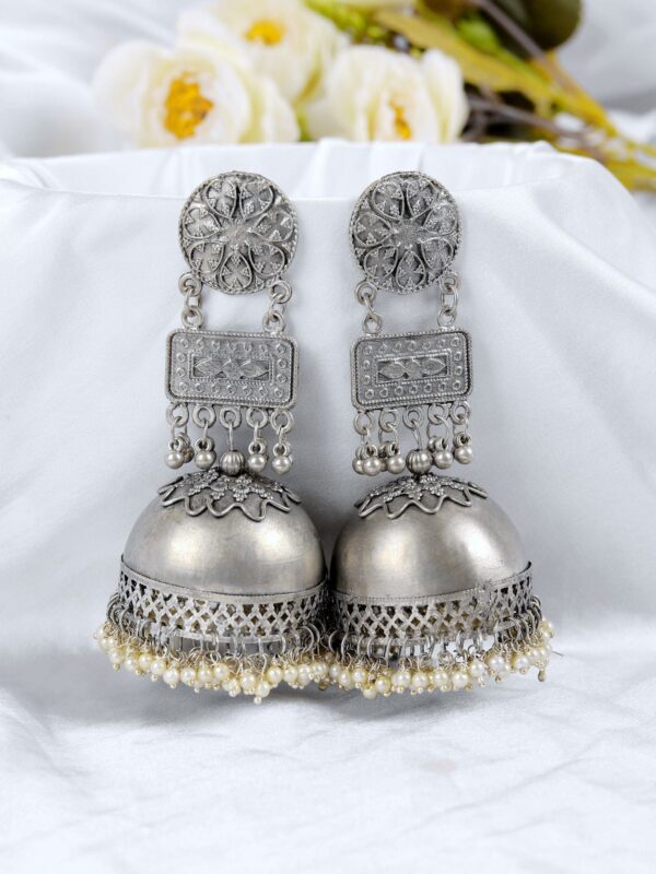Stylish Oxidised Silver Long Banjara Jhumka Earrings for Traditional & Festive Looks