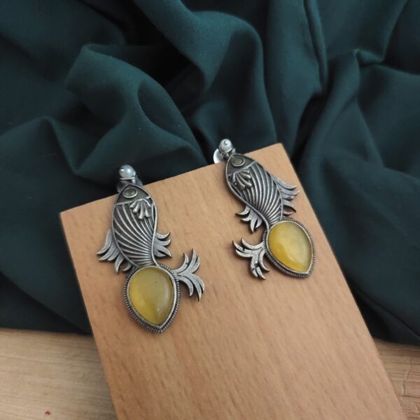 TASHI Silver Replica Fish Earrings - Image 2