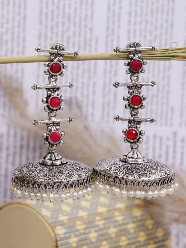 Unique Oxidised Silver Jhumki Earrings for Womens Fashion