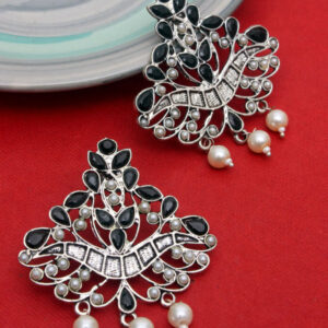 White and black stone earring