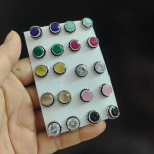 ZOYA Silver Plated Semi Precious Stones Stud Earrings